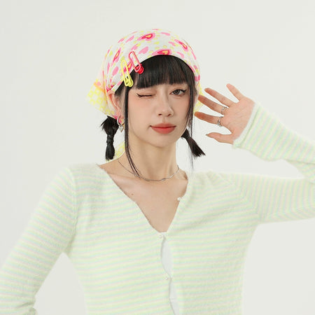 Multicolor Beach Bandana with Hair Clips - nightcity clothing