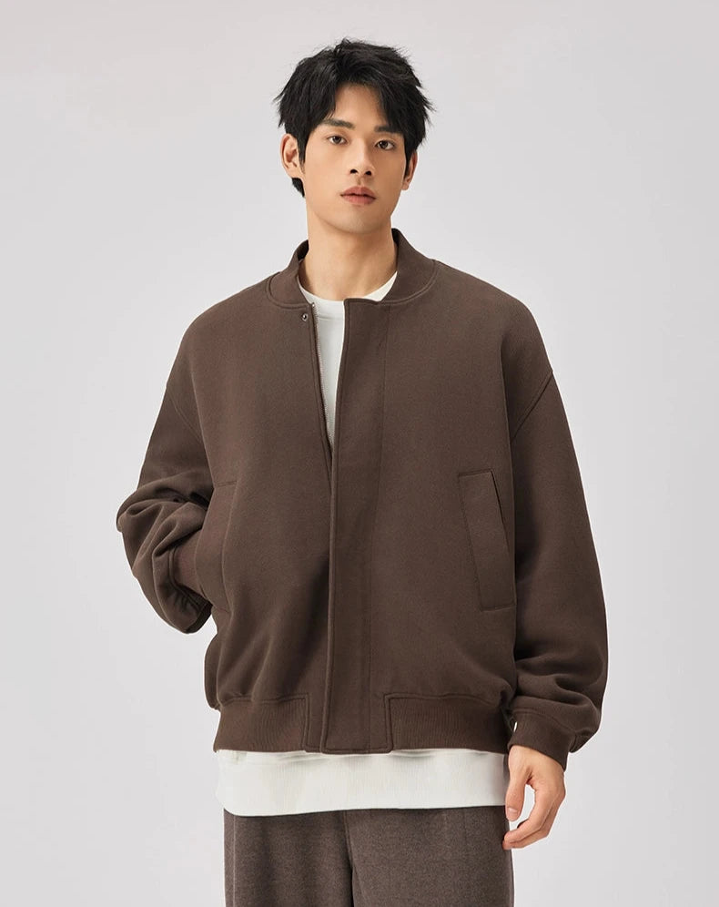 Sweatshirt Zip Bomber Jacket with Front Pockets