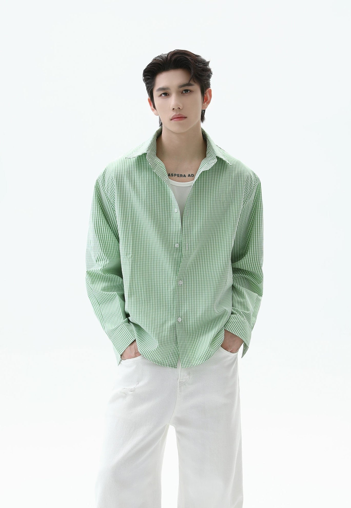 Oversized Gingham Button-Up Long Sleeve Shirt