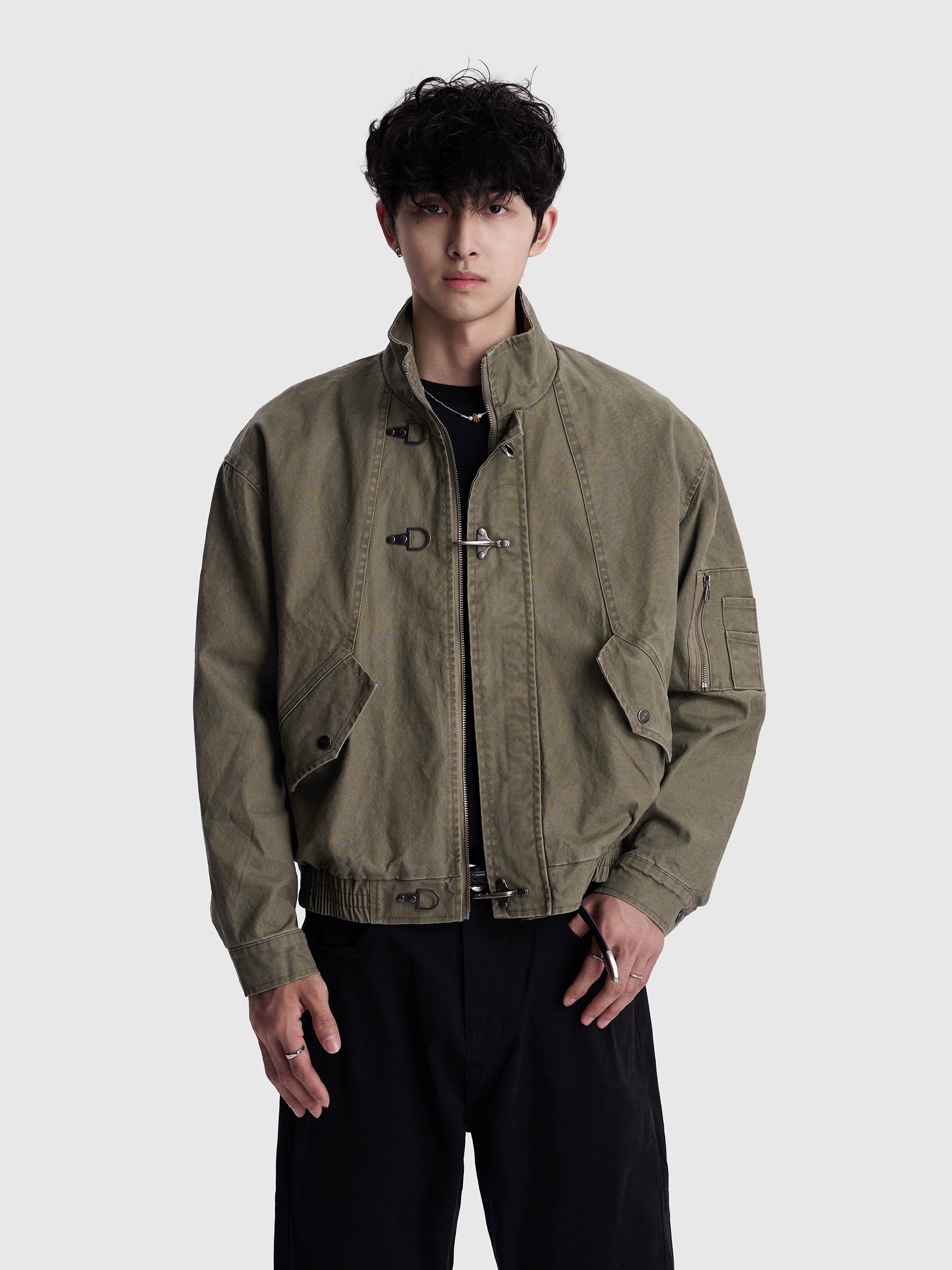 Fireman Clasp Mid-Crop Lightweight Worker Jacket