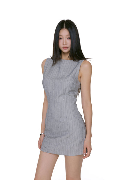 【Forusring】25ss STUD SLEEVELESS MINI DRESS Zurie Asymmetrical Dress | GUESS