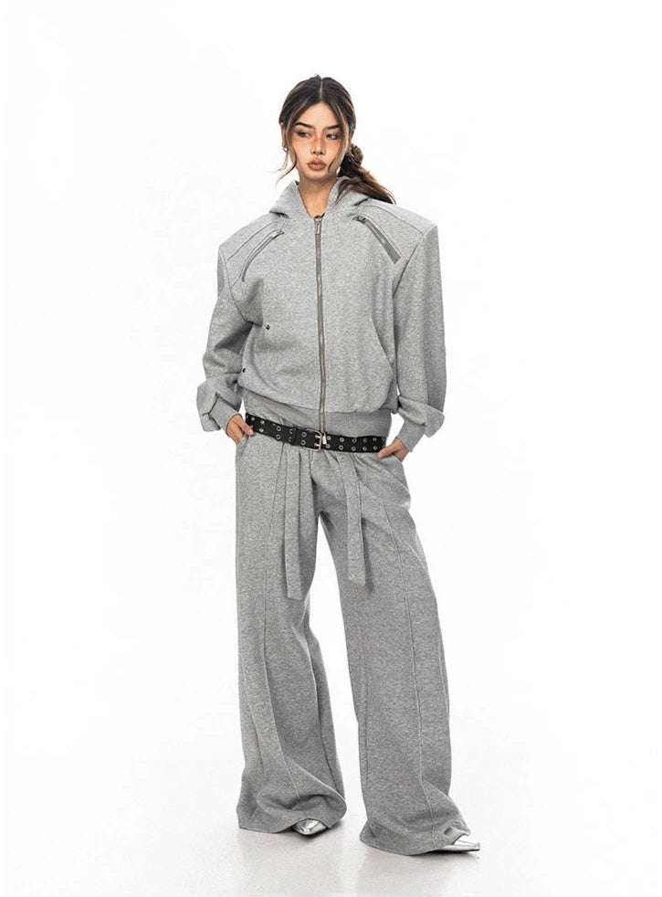 Zippered Hoodie and Jogger Lounge Set