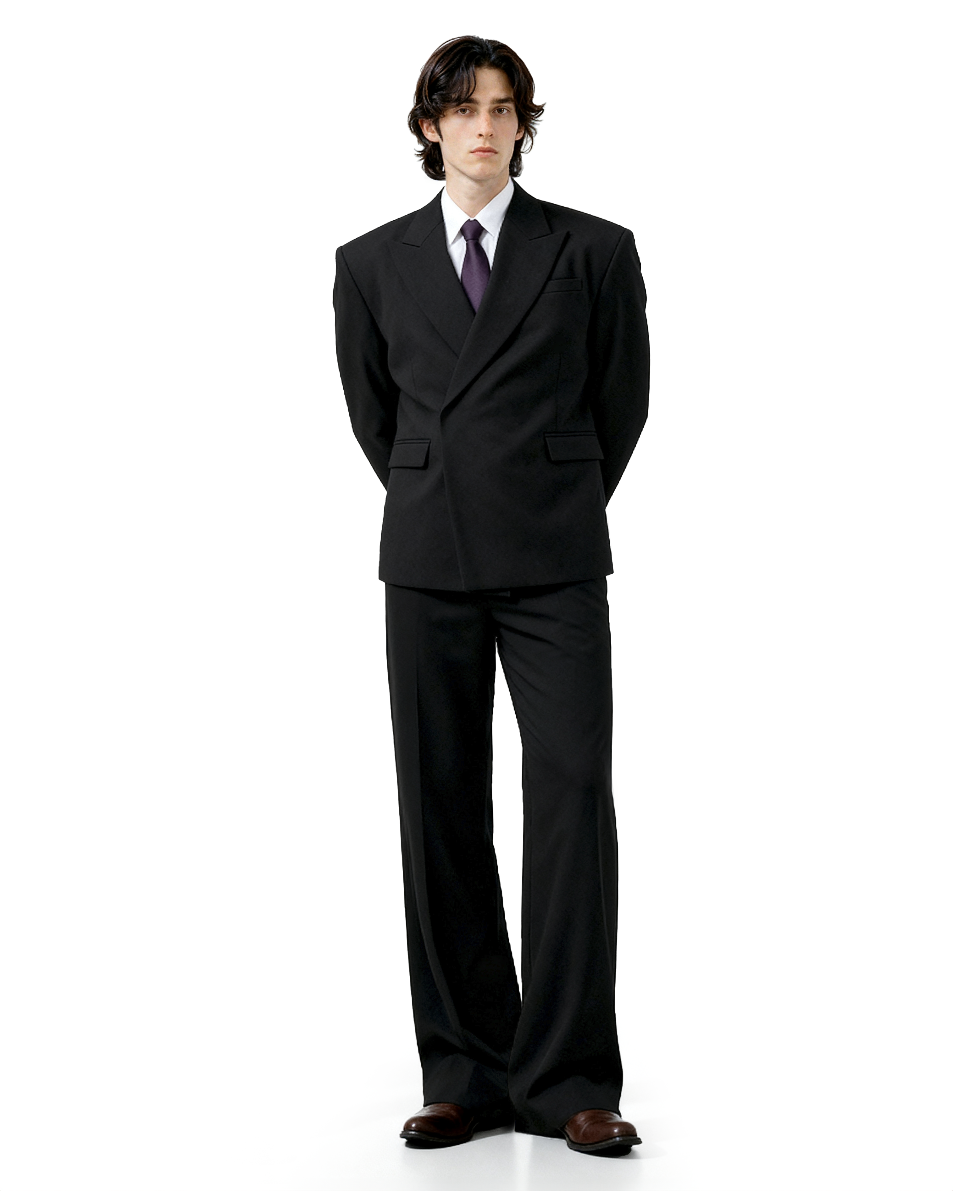 Tailored Straight Leg Semi-Flare Suit Trousers-6