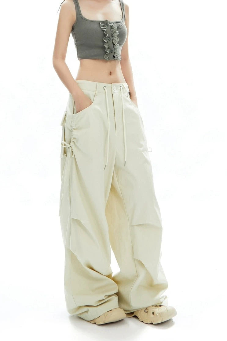 Cargo Jogger Pants with Side Pockets and Drawstrings