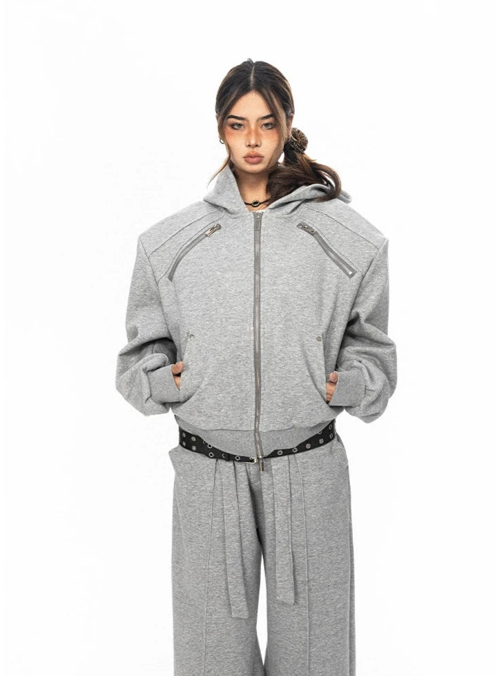 Zippered Hoodie and Jogger Lounge Set