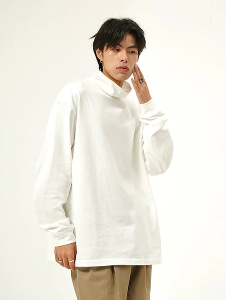 Oversized Crew Funnel-Neck Sweatshirt with Drop Shoulder - nightcity clothing