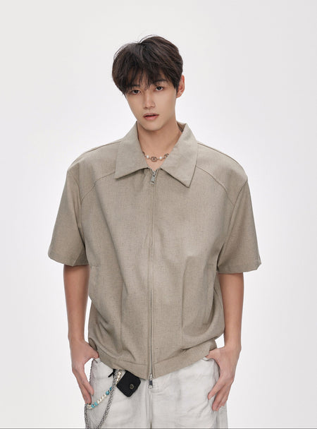 Two Way Zip Boxy Short Sleeve Top - nightcity clothing