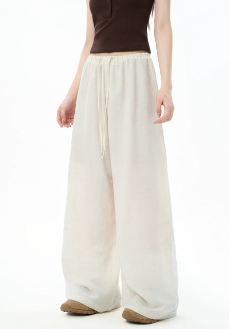 Wide Leg Drawstring Wide Leg Pants with Elastic Waist
