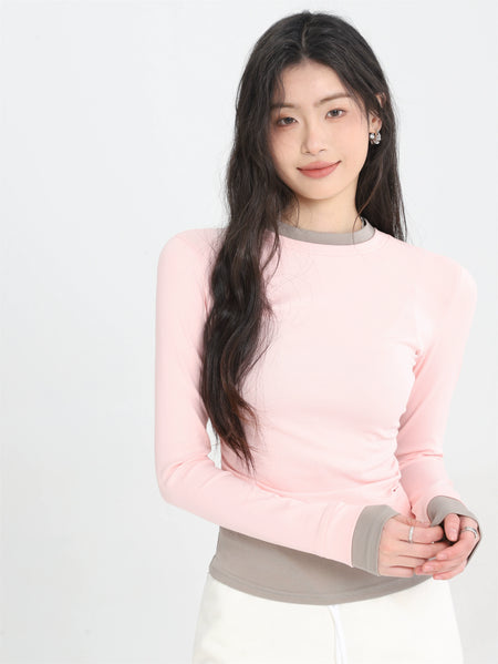 Slim Contrast Trim Long Sleeve Top - nightcity clothing