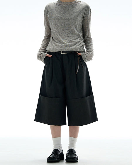 Oversized Boxy Bermuda Shorts with Deep Turn-Up Detail