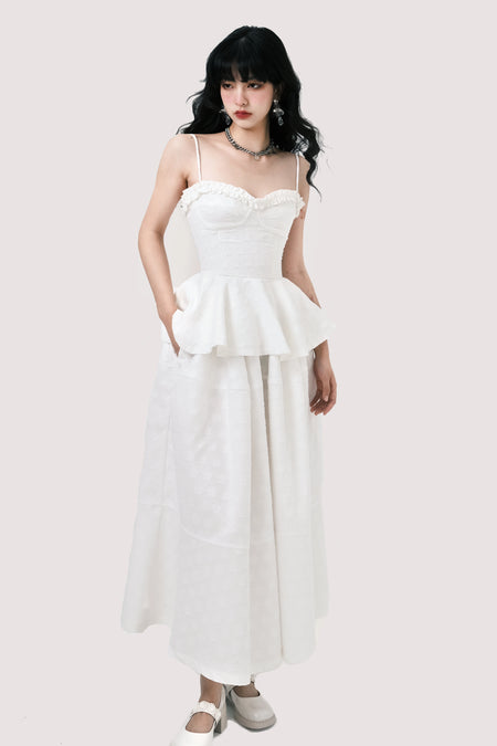 Peplum Top and Maxi Skirt Co-ord Set with Polka Dot Detail