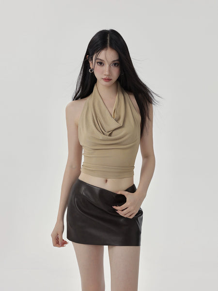 Cowl Neck Sleeveless Crop Top - nightcity clothing