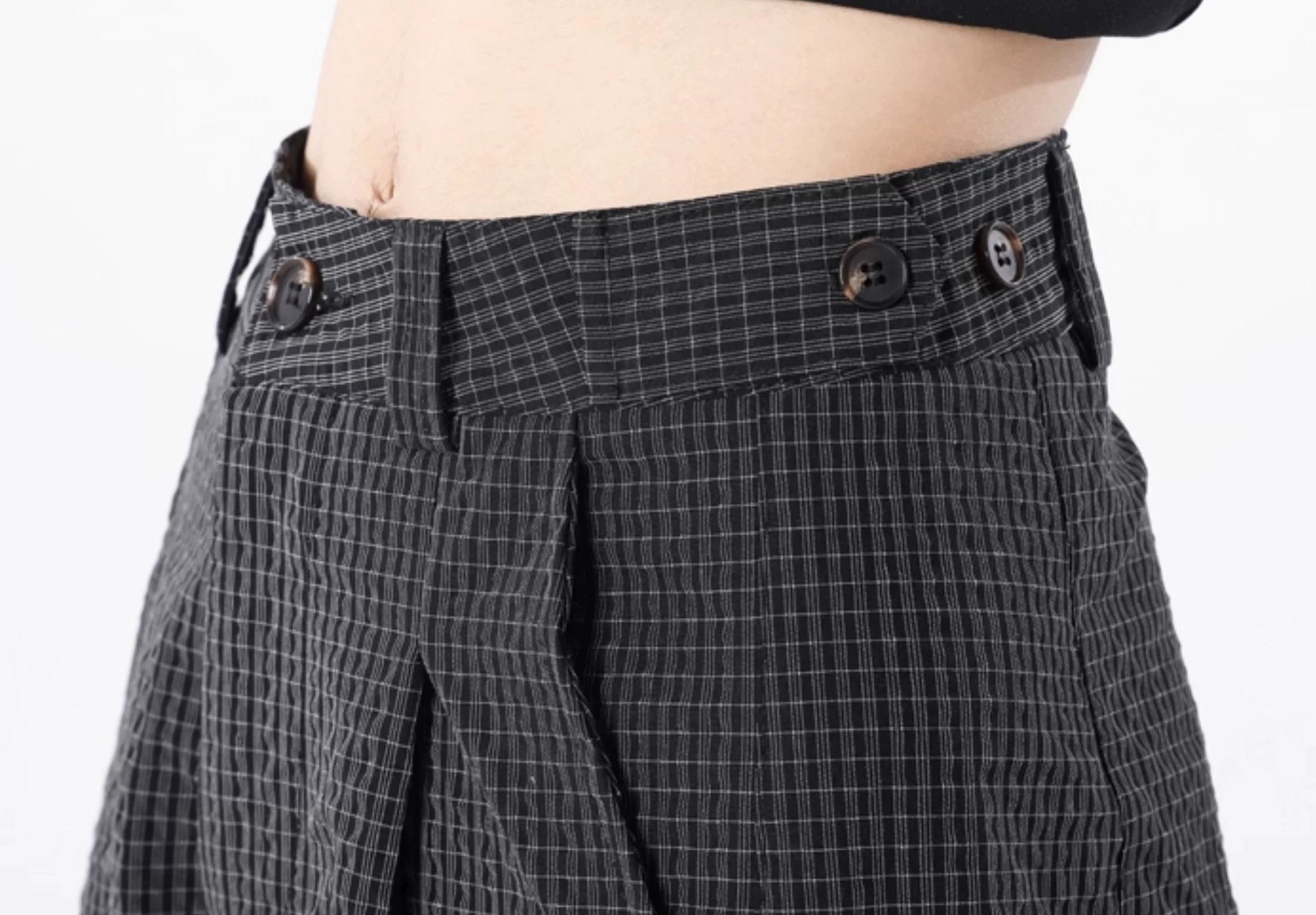 Wide Leg Lightweight Pleated Checkered Trousers - nightcity clothing