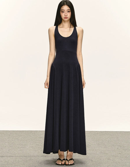 Sleeveless Racerback Maxi Dress with Cut-Out Back
