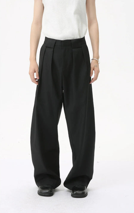 Wide Leg Tailored Multi Flap Pleated Trousers