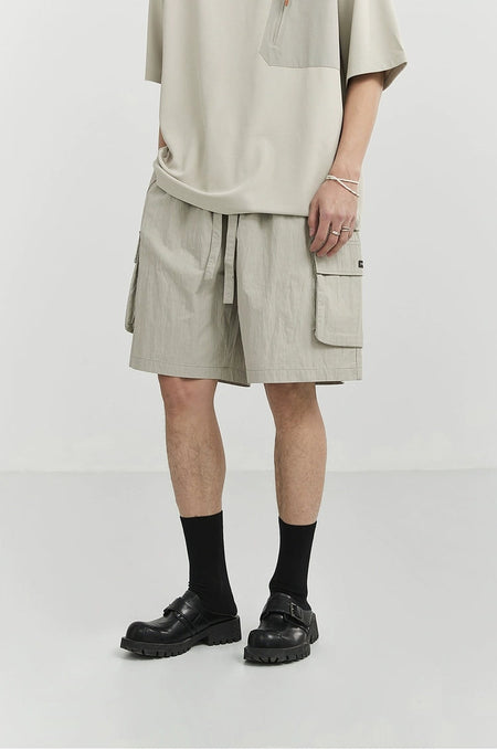 Textured Cargo Pocket Drawstring Shorts - nightcity clothing