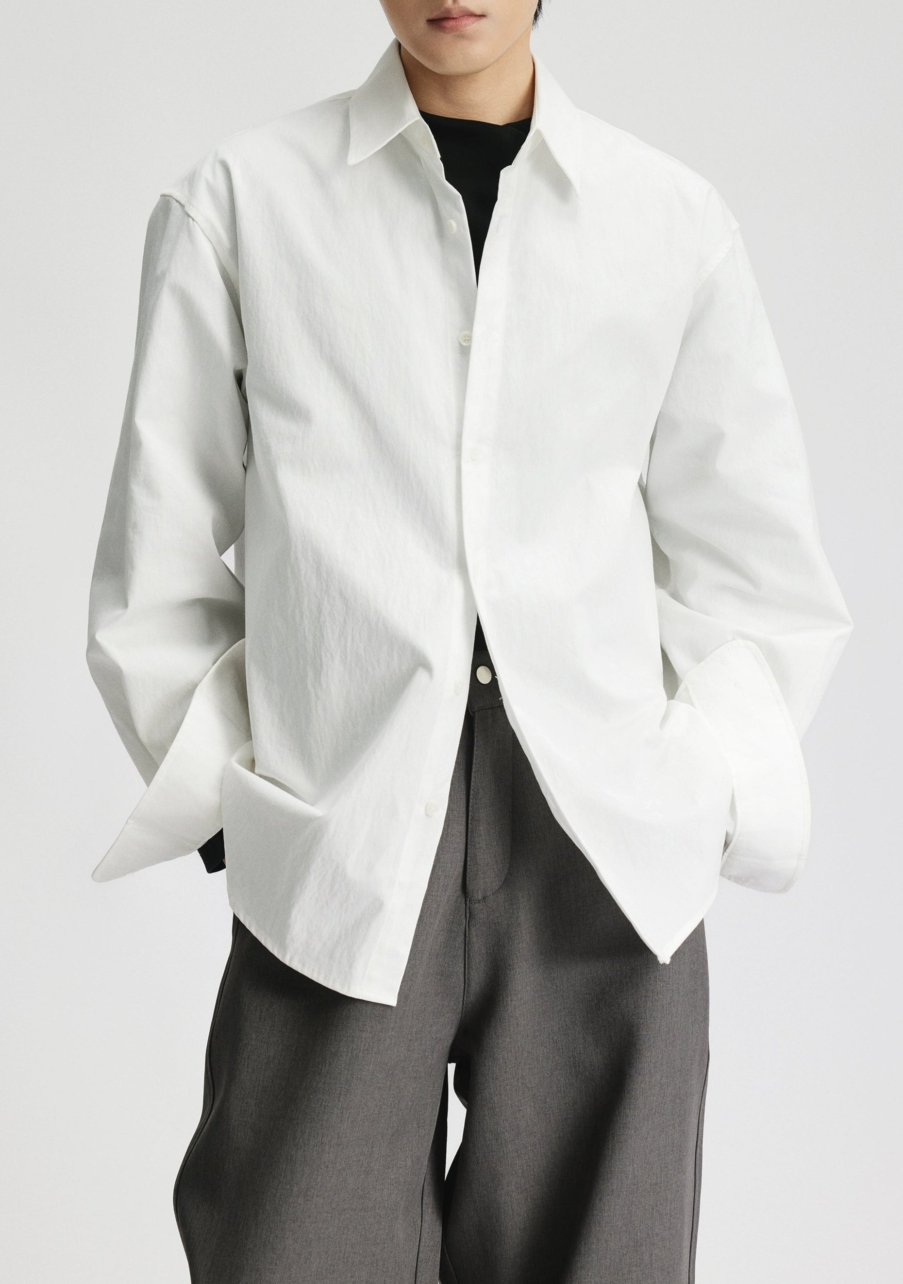 Oversized Long Sleeve Cotton Blend Button Shirt