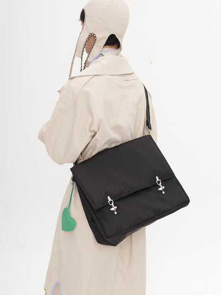 Double Fireman-Clasp Buckle Messenger Sling Bag
