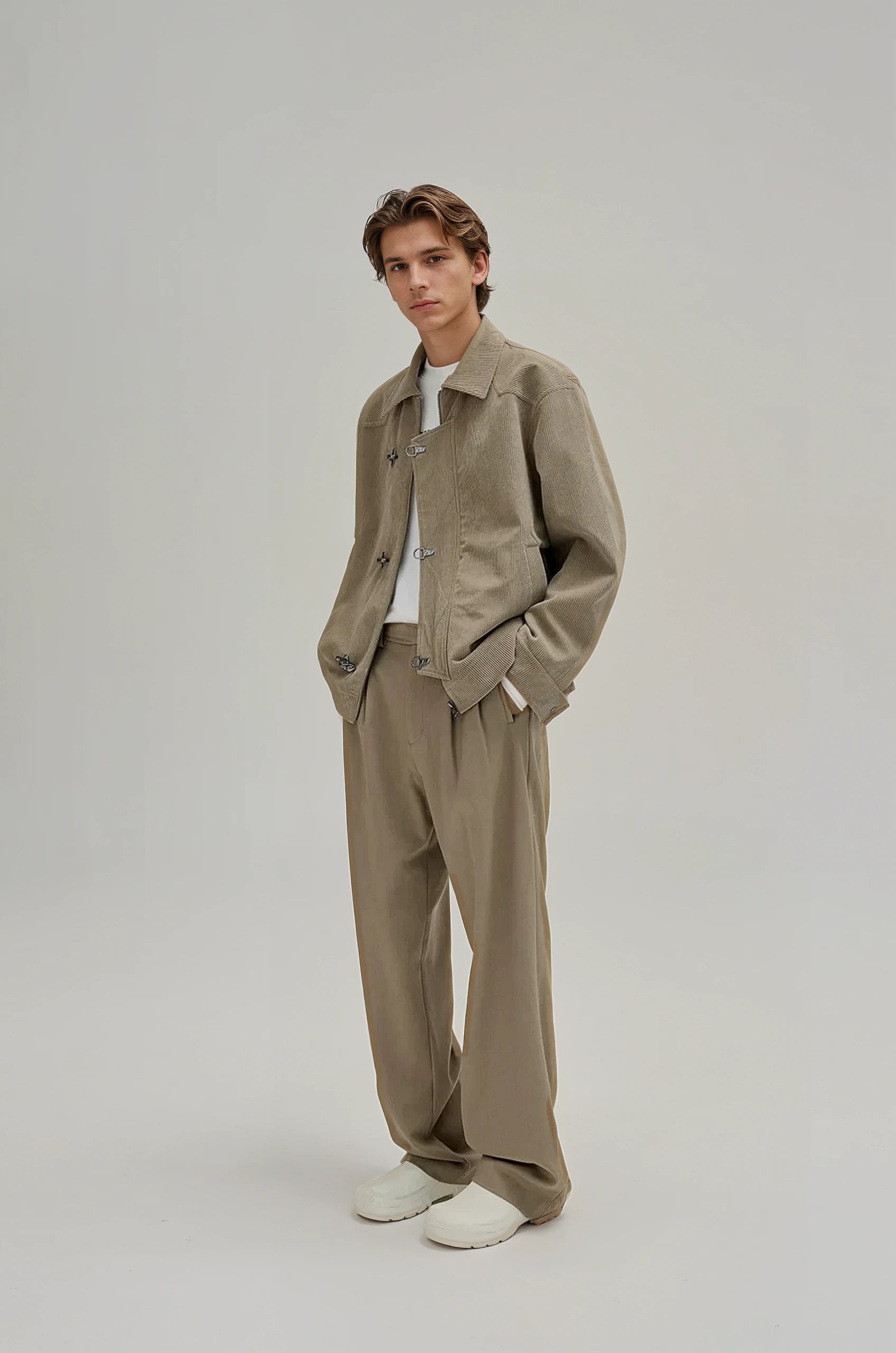 トップス notconventional fireman buckle vest Fireman Clasp-Buckle Corduroy Collared Jacket