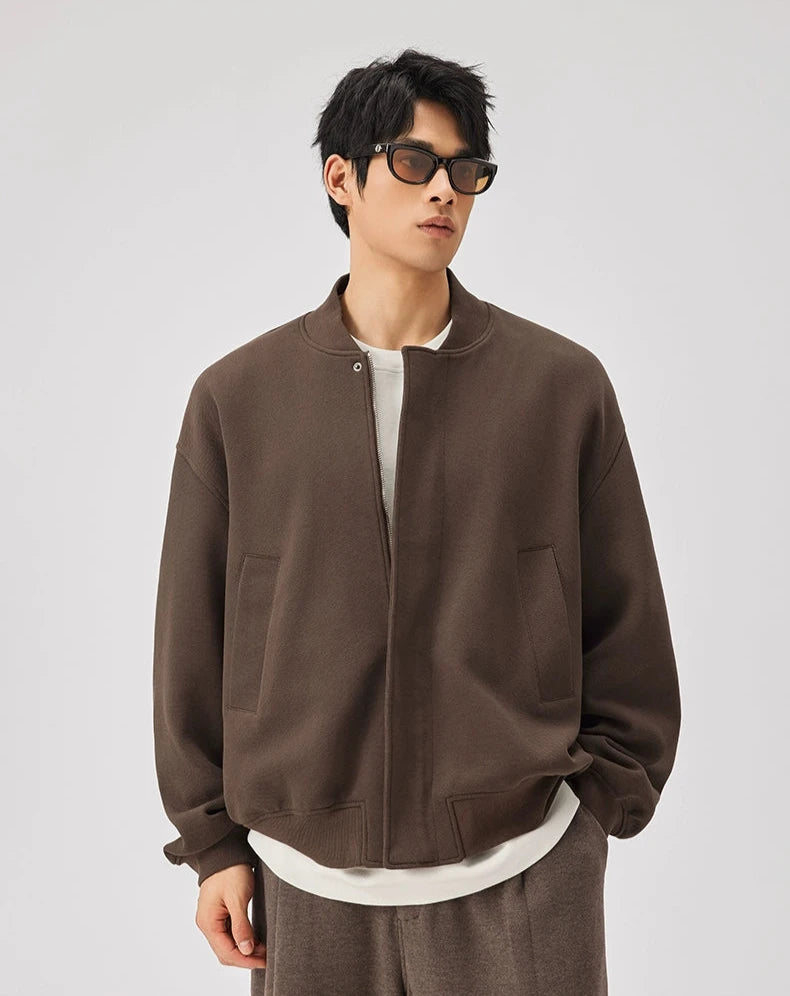 Sweatshirt Zip Bomber Jacket with Front Pockets