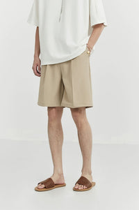 Pleated Tailored Bermuda Shorts with Belt Detail