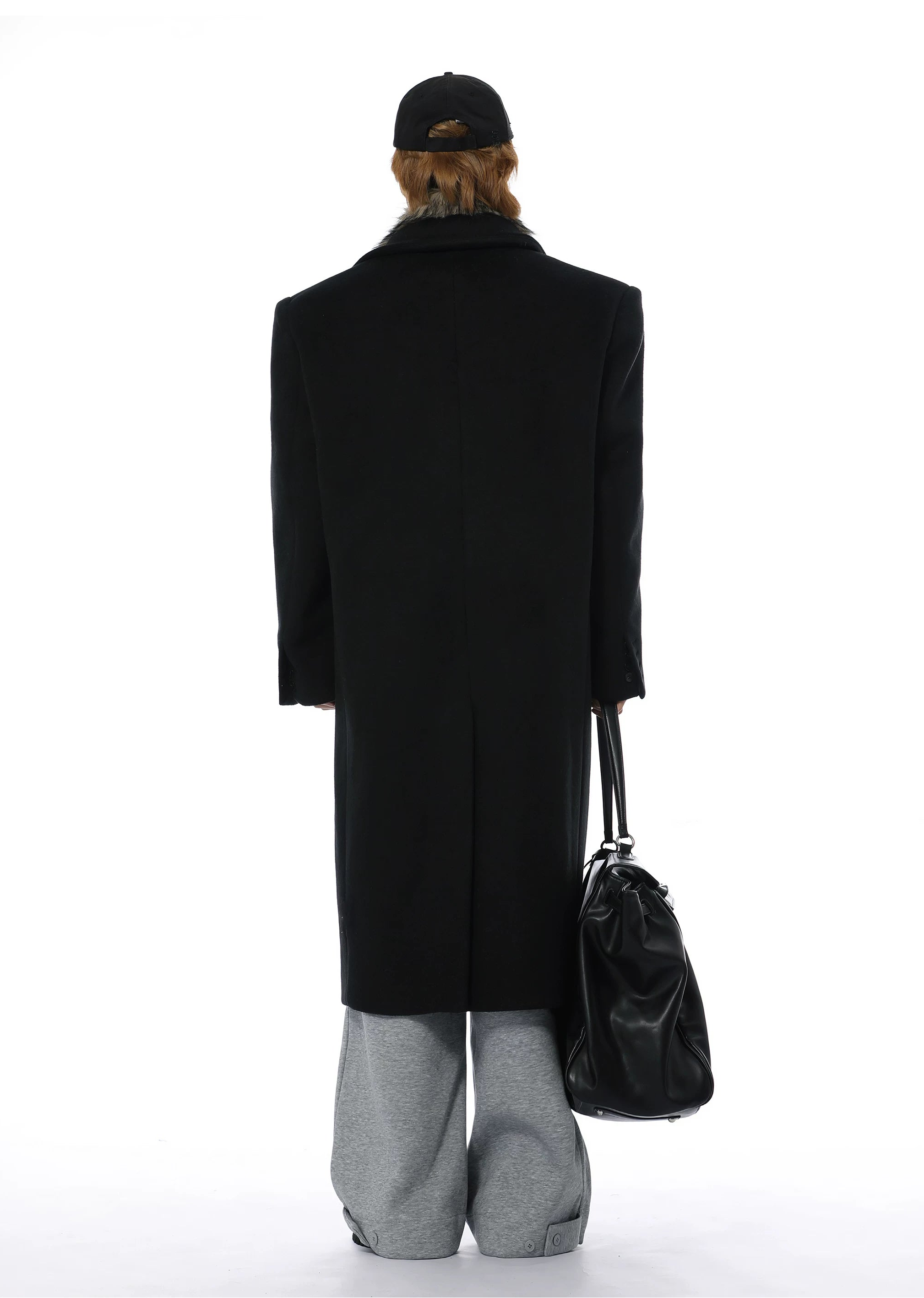 Longline Overcoat with Detachable Faux Fur Collar - nightcity clothing