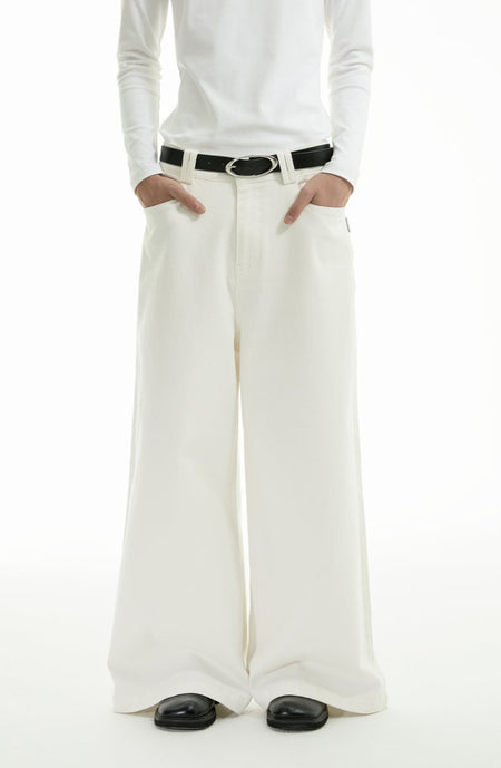 Low Waist Wide Leg Denim Jeans with Pockets - nightcity clothing
