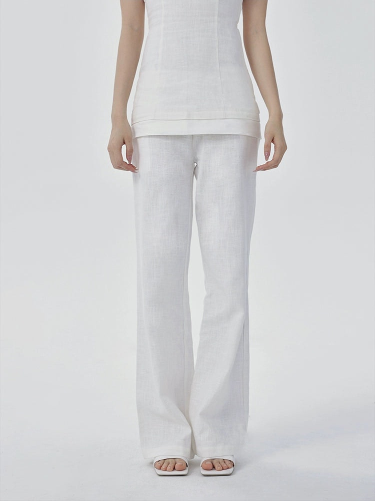 Slim Fit Linen Pants with Pockets