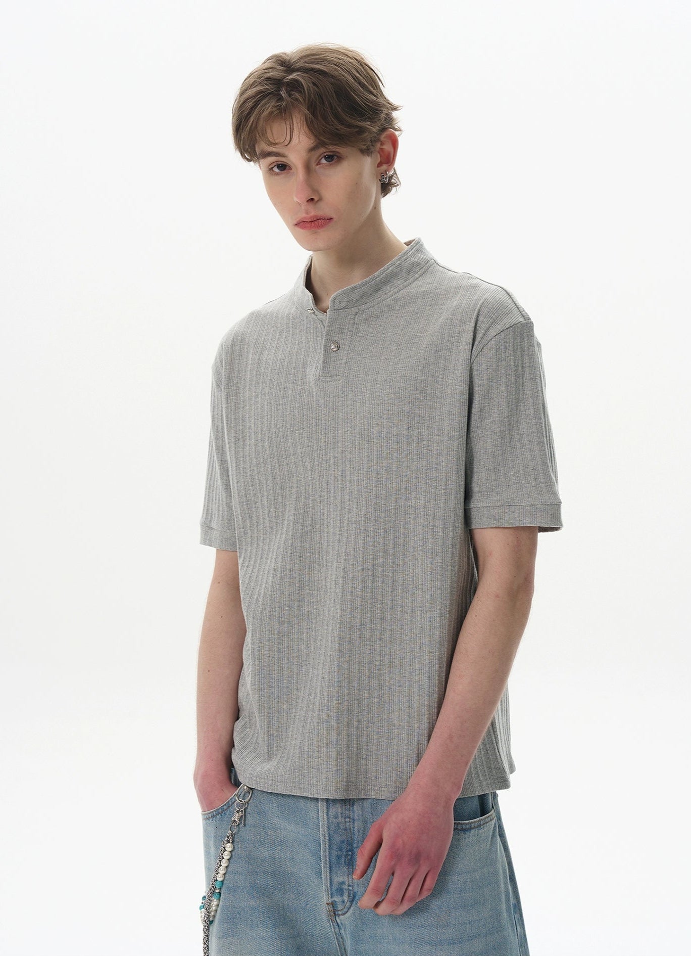 GOOD GRIEF! HENLEY RIB KNIT TOP