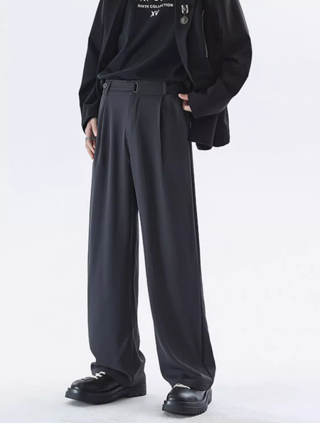 Wide Leg Tailored Lightweight Trousers with Belt Detail - nightcity clothing