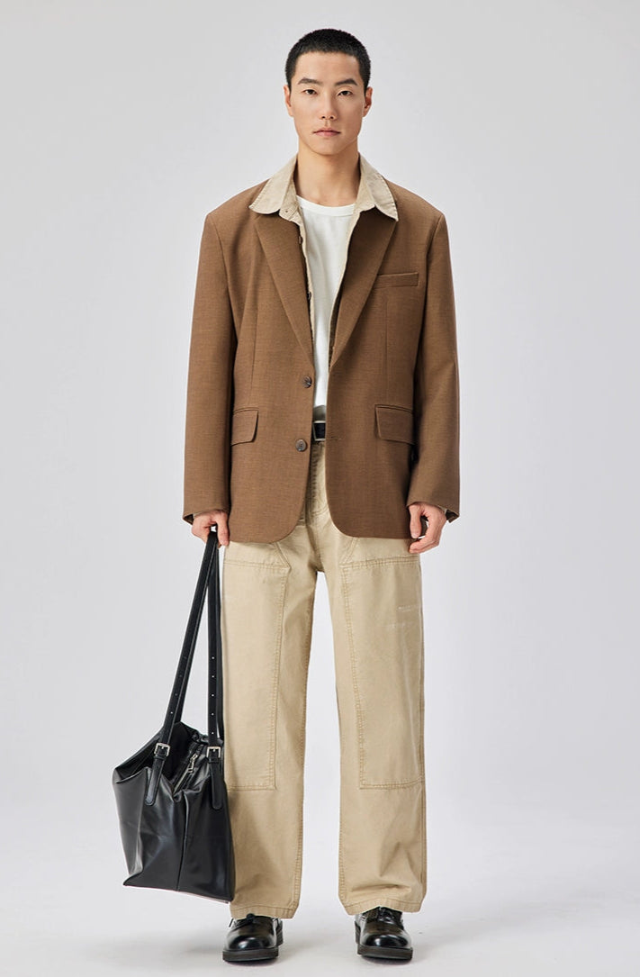 Single Breasted Blazer with Side Button Detail and Notch Lapel