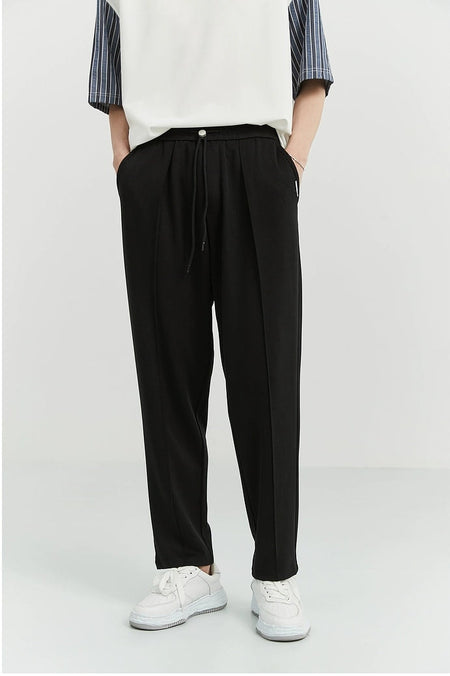 Slim Pleated Tapered Trousers with Pockets