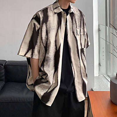 Abstract Print Button Shirt