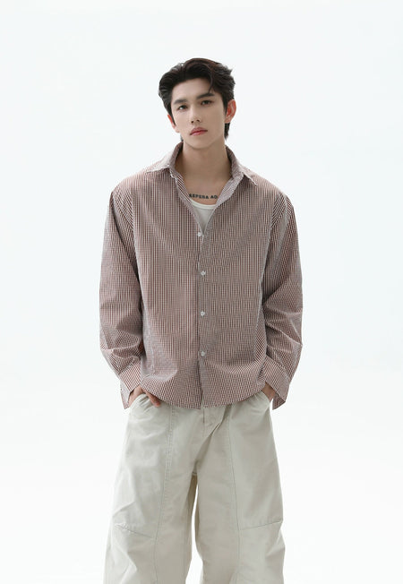 Oversized Gingham Button-Up Long Sleeve Shirt