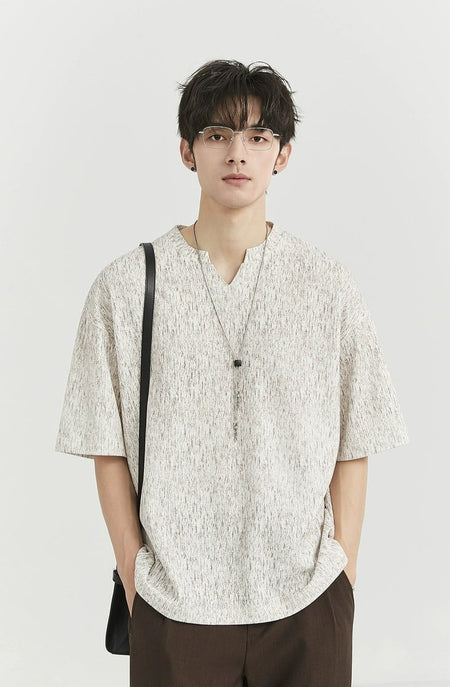 Textured V-Neck Half Sleeve Top