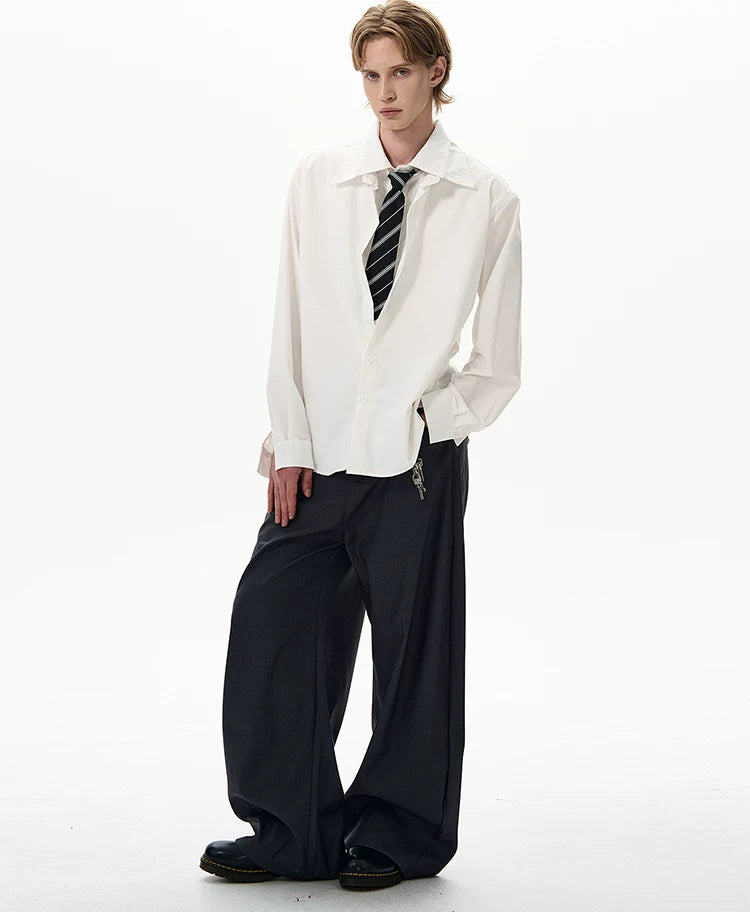 spread collar dress shirt with tie Spread Collar Dress Shirt in Sky Pencil Stripe Poplin