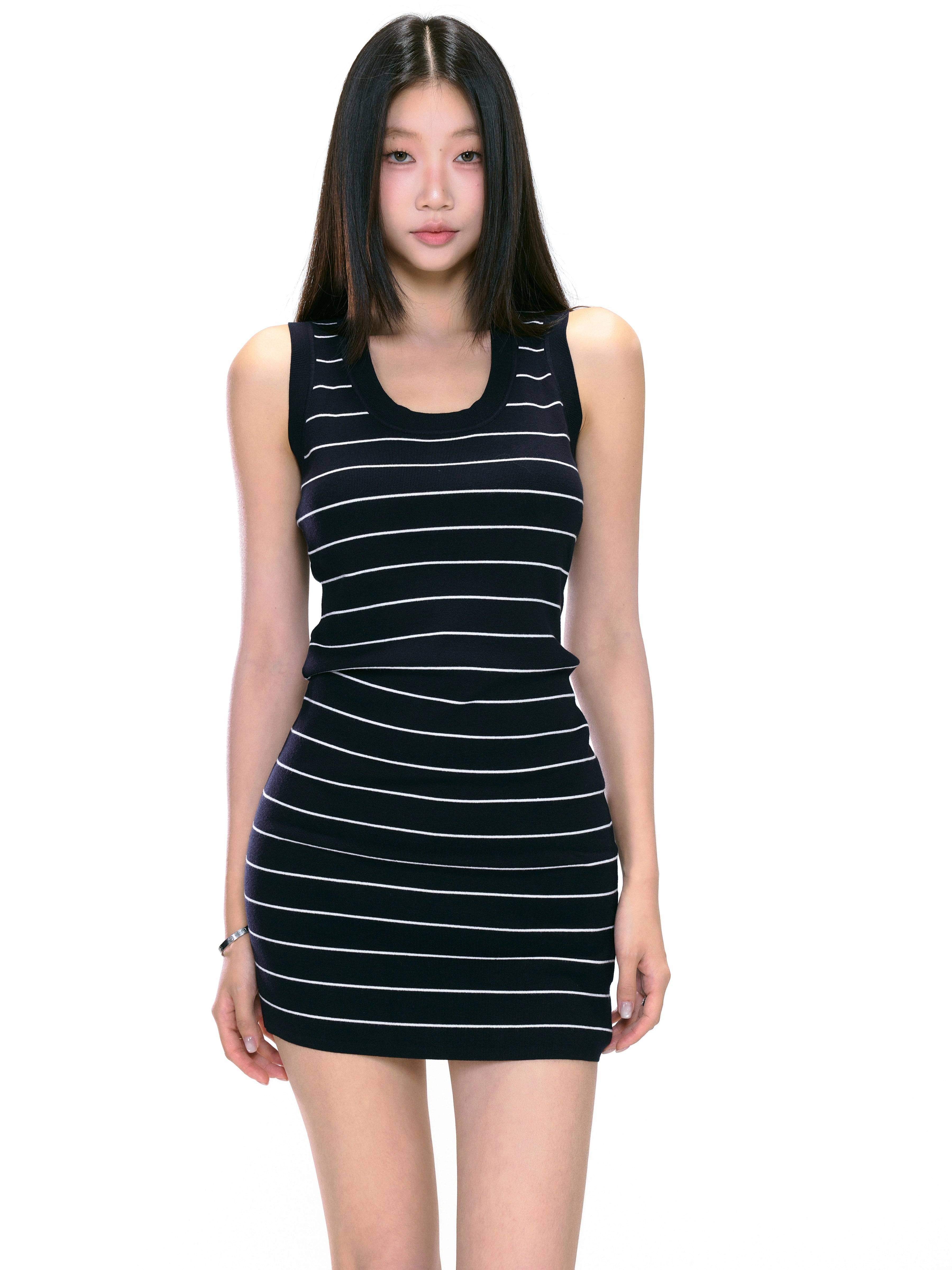 Sleeveless Bodycon Stripe Mini Dress
