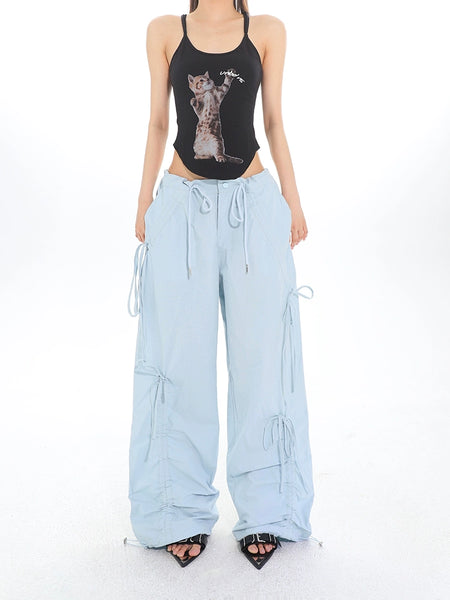 Cargo Drawstring Jogger Pants with Pockets