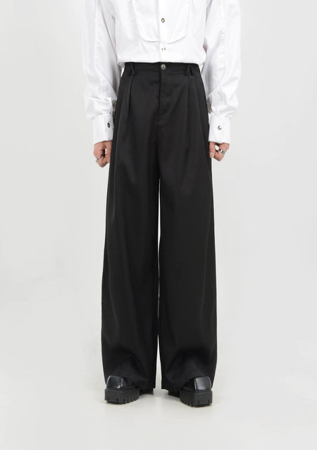 High-Waisted Wide Leg Pleated Lightweight Trousers