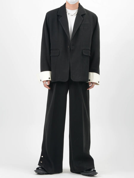 Wide-Leg Button-Detail Blazer Set