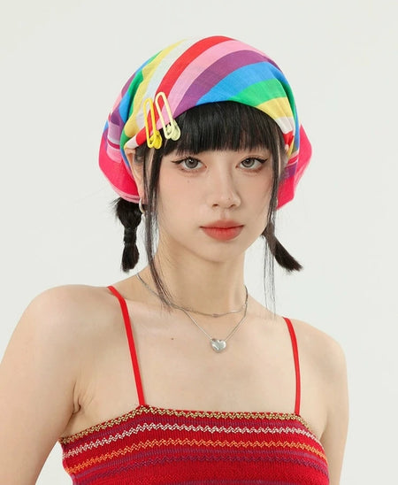 Multicolor Beach Bandana with Hair Clips - nightcity clothing