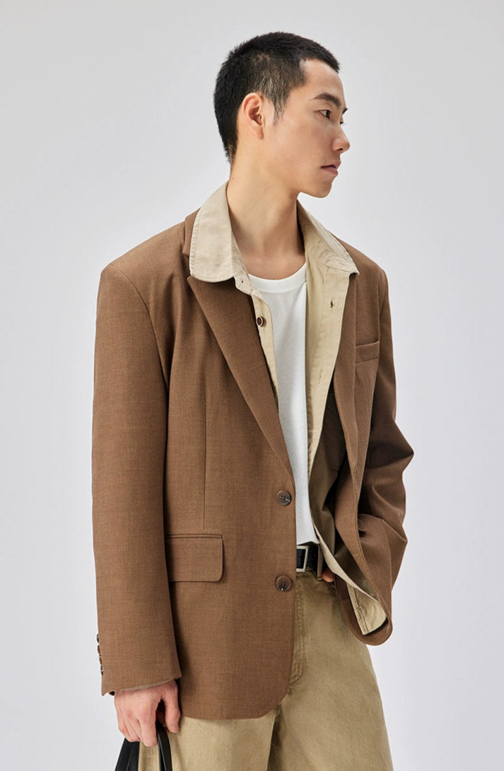 Single Breasted Blazer with Side Button Detail and Notch Lapel