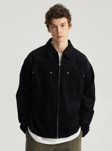 Corduroy Zip Jacket with Chest Pockets