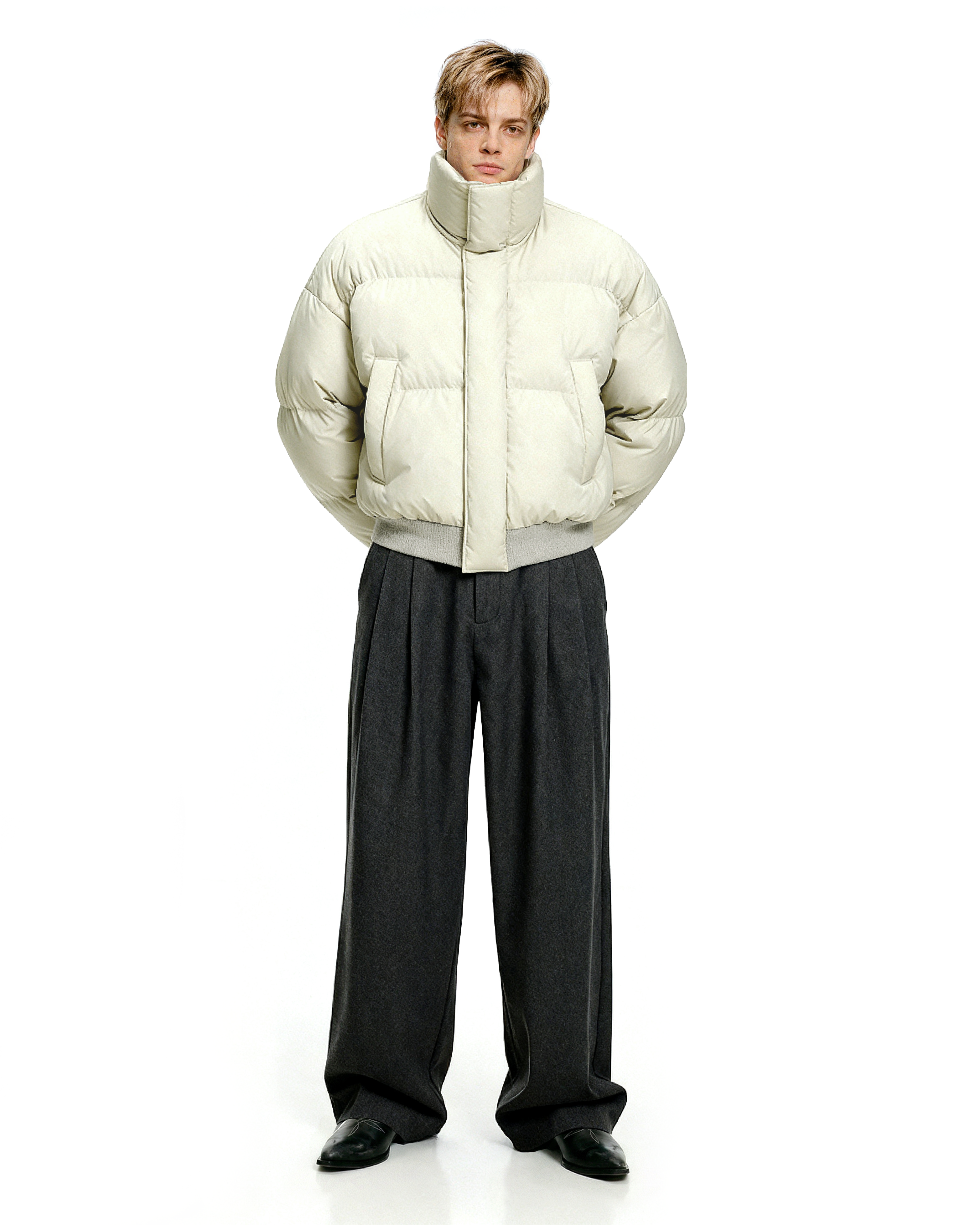Puffer Jacket with High Collar and Cuffed Sleeves - nightcity clothing
