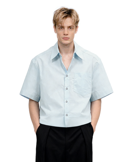 Oversized Short Sleeve Mid-Crop Shirt with Chest Pocket Detail