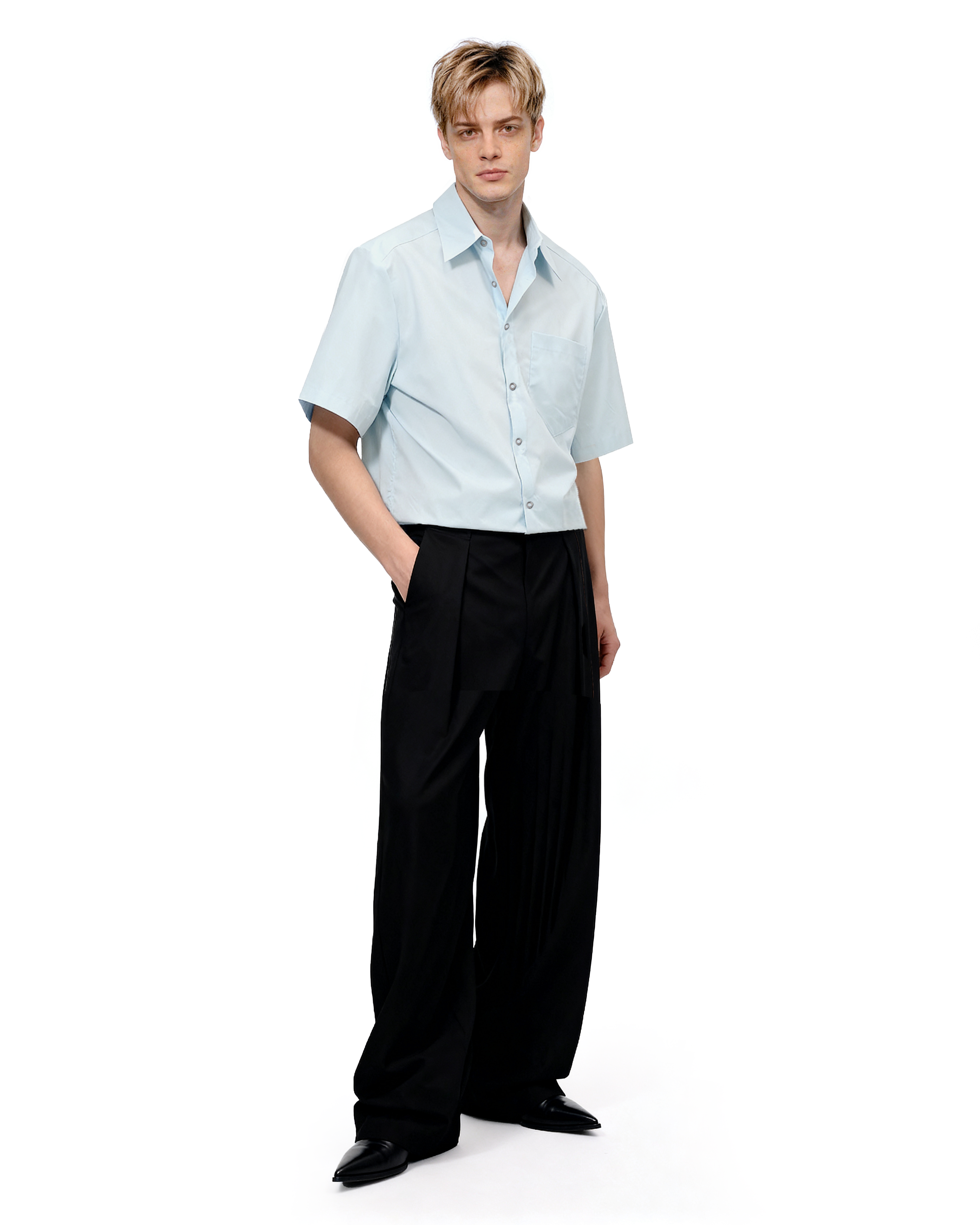 Oversized Short Sleeve Mid-Crop Shirt with Chest Pocket Detail-20
