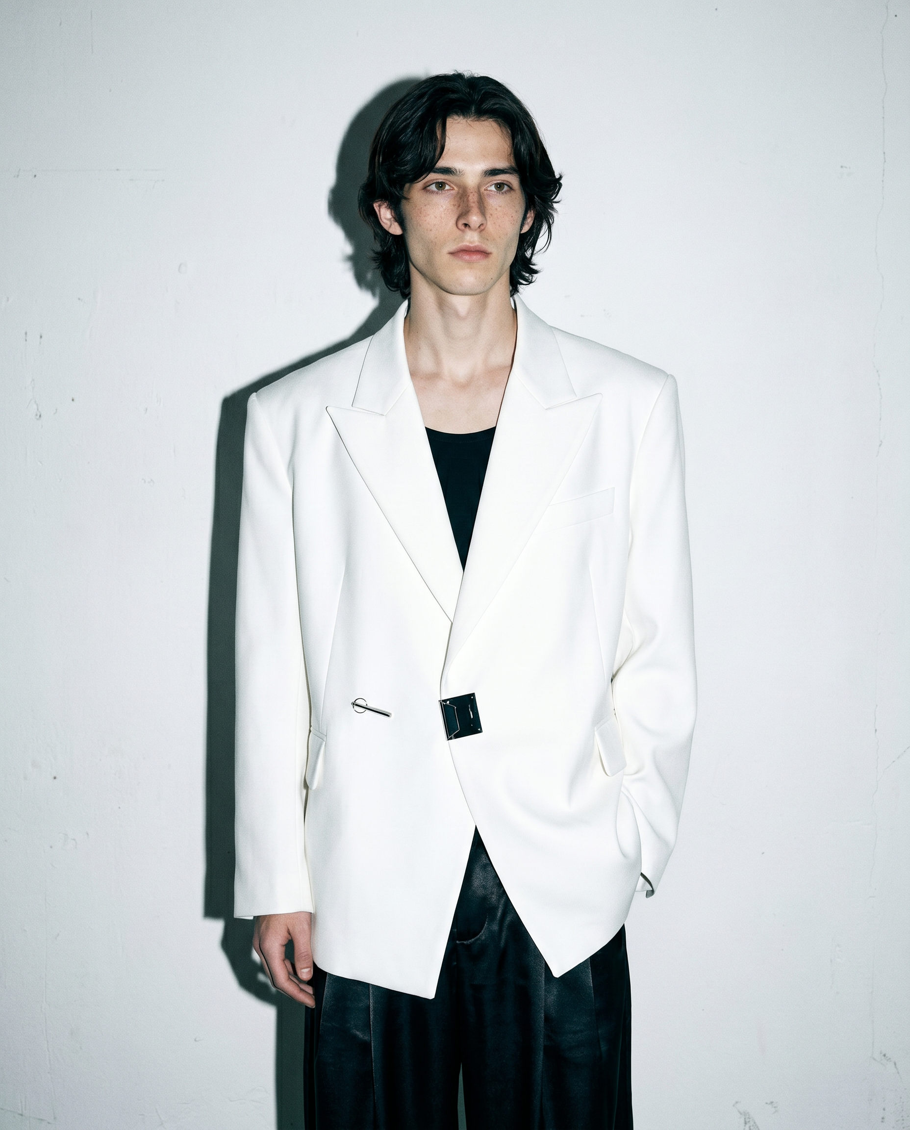 Asymmetric Structured Blazer with Lock Clasp Detail