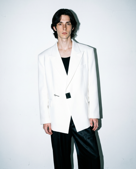 Asymmetric Structured Blazer with Lock Clasp Detail