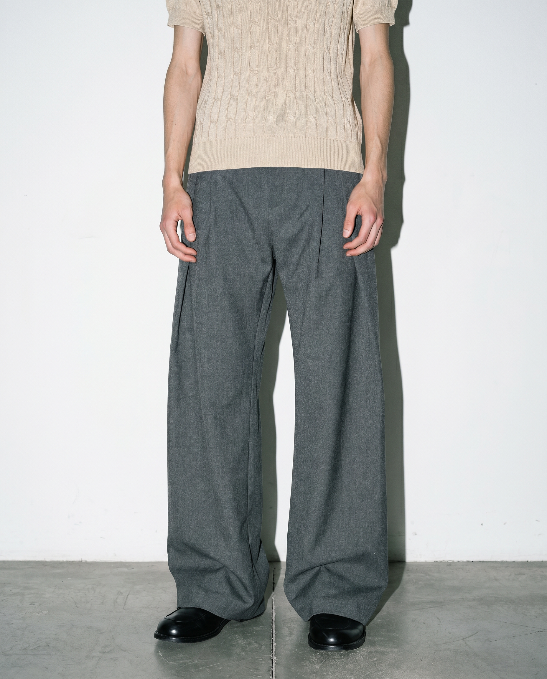 Barrel Leg Deep-Pleated Trousers-1