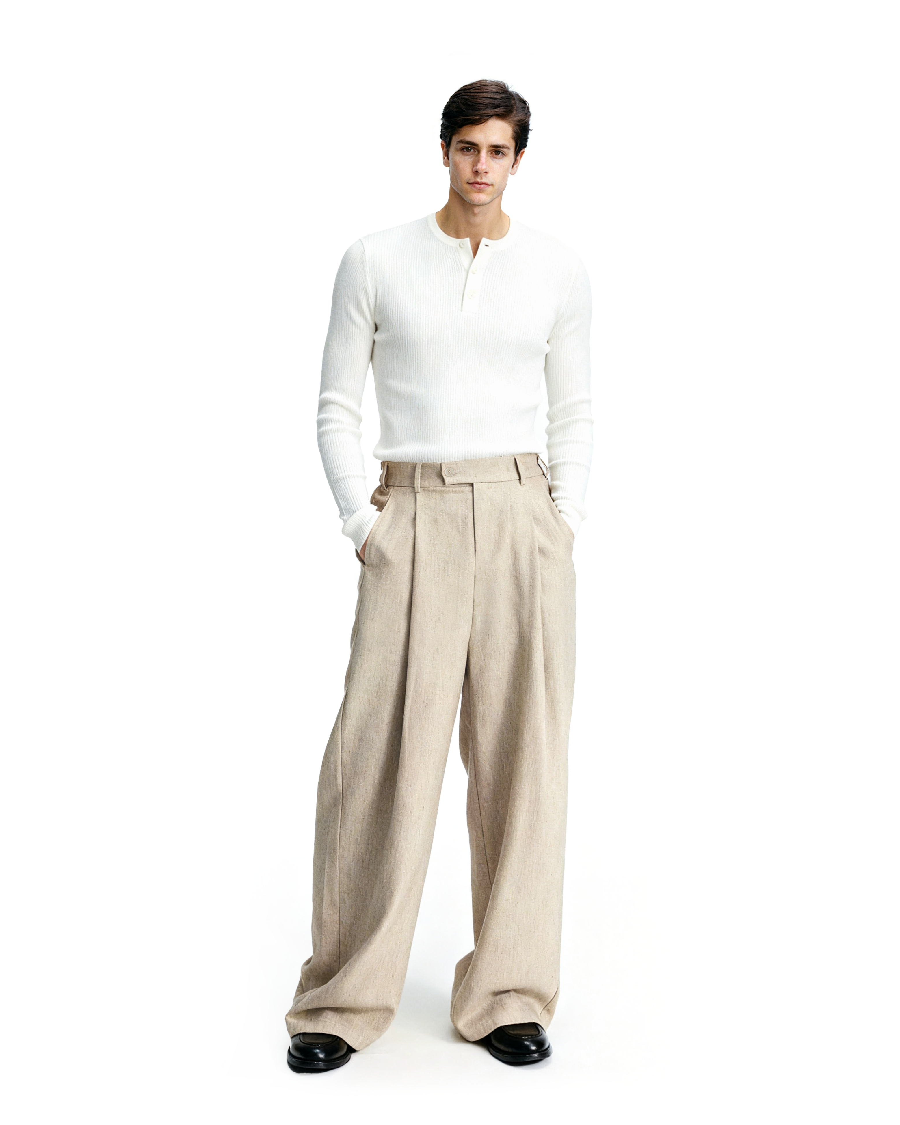 High-Waist Pleated Wide Leg Pants - nightcity clothing